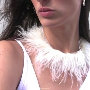 Zara limited edition feather with beads celeb style Necklace